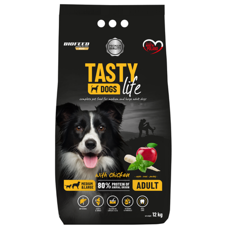 Biofeed Tasty Dogs Life Adult 12kg Sucha Karma Dla Dorosłych Psów Średnich I Dużych Ras Z Kurczakiem
