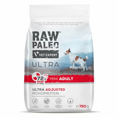 Raw Paleo Ultra Beef Mini Adult 750g Sucha Karma z Wołowiną Dla Psów Dorosłych Ras Małych