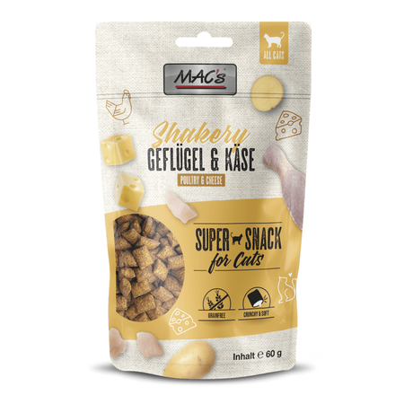 Mac's Shakery Snack Kurczak i Ser 60g Bezzbożowy Przysmak Dla Kota z Kremowym Nadzieniem