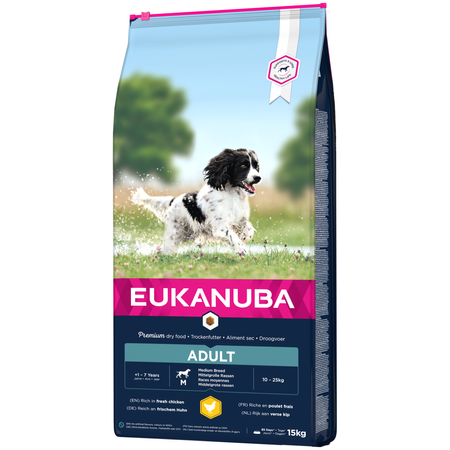 EUKANUBA Adult z Kurczakiem 15kg Sucha Karma Dla Dorosłych Psów Średnich Ras