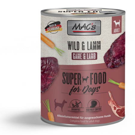 MAC's Dog Bezzbożowa Mokra Karma Dla Psa Z Dziczyzną I Jagnięciną 800g