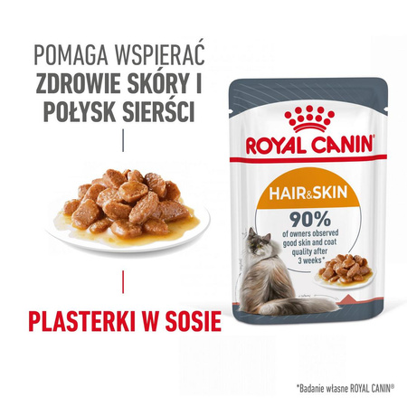 Royal Canin Hair & Skin 12x85g Mokra Karma Dla Kotów Dorosłych w Sosie Zdrowa Skóra Piękna Sierść