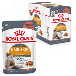 Royal Canin Hair & Skin 12x85g Mokra Karma Dla Kotów Dorosłych w Sosie Zdrowa Skóra Piękna Sierść