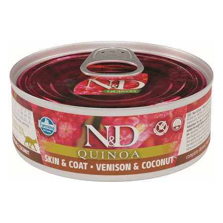 Farmina N&D Cat Quinoa Skin & Coat Venison & Coconut 80g Mokra Karma Dla Kota Jeleń Z Kokosem Na Skórę I Sierść