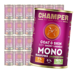 Champer Coat & Skin 24x400g Monobiałkowa Mokra Karma Dla Psa Z Jagnięciną Wsparcie Kondycji Skóry I Sierści