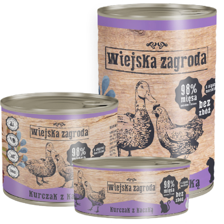 Wiejska Zagroda Kurczak z Kaczką Mokra Karma Dla Kota 400g Bezzbożowa