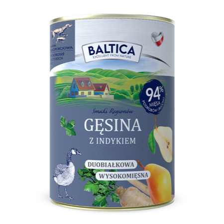 Baltica Gęsina z Indykiem 400g Duoproteinowa Bezzbożowa Mokra Karma Dla Psa