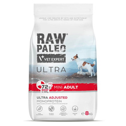Raw Paleo Ultra Beef Adult Mini 8kg Sucha Karma z Wołowiną Dla Psów Dorosłych Ras Małych