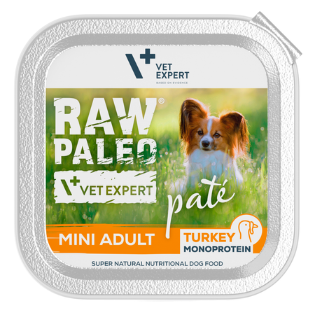 Raw Paleo Pate Mini Adult Turkey Tacka 150g Mokra Karma Dla Psów Małych Ras z Indykiem