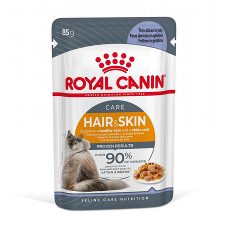 Royal Canin Hair & Skin 85g Mokra Karma Dla Kotów Dorosłych w Galaretce Zdrowa Skóra Piękna Sierść