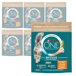 Purina One Bifensis Adult 6x800g Sucha Karma Dla Kota z Kurczakiem