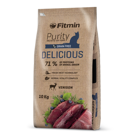 Fitmin Cat Purity Delicious 10kg Bezzbożowa Sucha Karma Dla Kota Ze Świeżą Dziczyzną