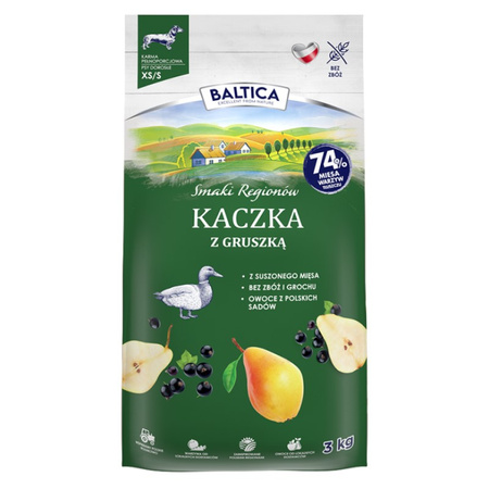 Baltica Adult Kaczka z Gruszką XS/S 3kg Bezzbożowa Sucha Karma Dla Psów Miniaturowych i Małych Ras