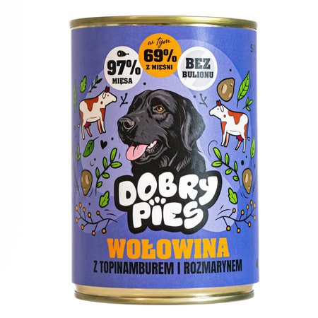 Dobry Pies 400g Mokra Karma Dla Dorosłych Psów Wszystkich Ras Z Wołowiną Topinamburem I Rozmarynem