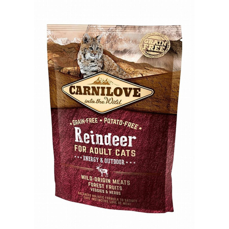 CARNILOVE CAT REINDEER ENERGY&OUTDOOR 400G - sucha karma dla aktywnych kotów, z reniferem