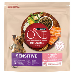 Purina ONE Mini Sensitive z Łososiem i Ryżem 1,5kg Sucha Karma Dla Psów Małych Ras