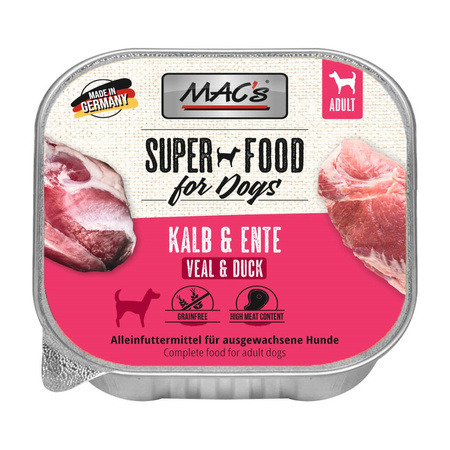 MAC's Dog Bezzbożowa Mokra Karma Dla Psa Tacka 150g Cielęcina z Kaczką