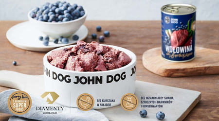 John Dog Berry ADULT WOŁOWINA z borówkami 400g - Karma dla psów, 96% mięsa