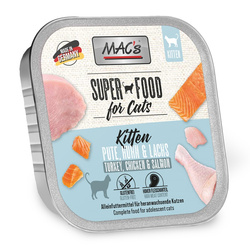 MAC's Kitten Tacka 100g Bezzbożowa Mokra Karma Dla Kociąt z Indykiem Kurczakiem i Łososiem