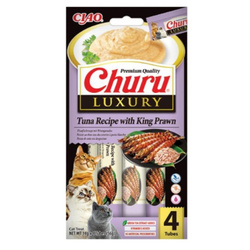 Inaba Cat Churu Luxury 4x14g (56g) Kremowy Przysmak Dla Kota Tuńczyk z Krewetkami Tygrysimi