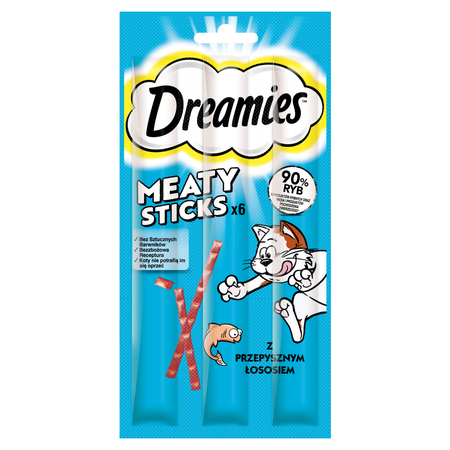 Przysmak Dreamies Meaty Sticks 14x30g Karma Uzupełniająca Dla Dorosłych Kotów Pałeczki Z Łososiem