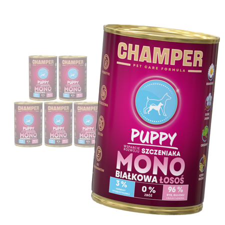 Champer Puppy Monobiałkowa 6x400g Mokra Karma Dla Szczeniąt Z Łososiem Wsparcie Rozwoju