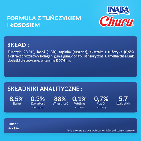 Inaba Dog Churu Przysmak Pasta Dla Psa 4x14g Tuńczyk z Łososiem