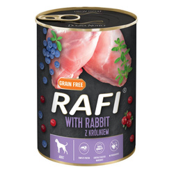 Rafi Mokra Karma dla Psów Dorosłych z Królikiem, Żurawiną i Borówką Puszka 400 g