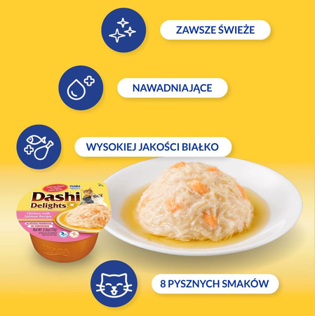 Inaba Cat Dashi Delights Salmon 6x70g Uzupełniająca Karma Dla Kota Bulion Z Łososiem 3+3 Gratis