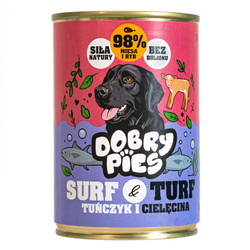 Dobry Pies Surf & Turf 400g Mokra Karma Dla Dorosłych Psów Z Tuńczykiem I Cielęciną