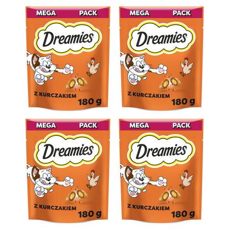 Dreamies z Pysznym Kurczakiem Mega Pack 4x180g Przysmaki dla kota