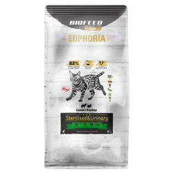 Biofeed Euphoria Gluten Free Sterilised & Urinary 8kg Sucha Karma Dla Kota z Indykiem i Jagnięciną