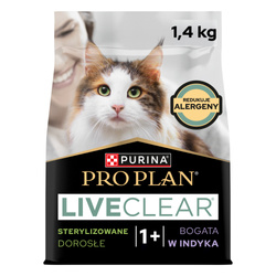 Purina Pro Plan LiveClear Sterilised Adult 1,4kg Sucha Karma z Indykiem Dla Kota Sterylizowanego