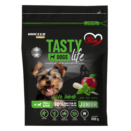 Biofeed Tasty Dogs Life Junior Z Jagnięciną 600g Sucha Karma Dla Szczeniąt Małych Ras