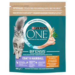 Purina One Cat Coat&Hairball Sucha Karma Z Kurczakiem Dla Kota 800g Przeciw Kulom Włosowym