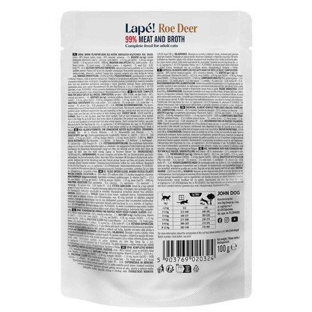 John Dog For Cats Lapé 100g Monobiałkowa Mokra Karma Dla Kota Z Sarną