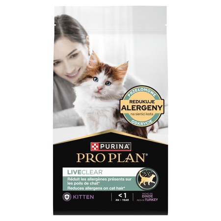 Purina Pro Plan LiveClear Kitten 1,4kg Sucha Karma z Indykiem Dla Kociąt