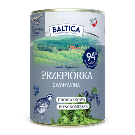 Baltica Przepiórka z Wołowina 400g Duoproteinowa Bezzbożowa Mokra Karma Dla Psa