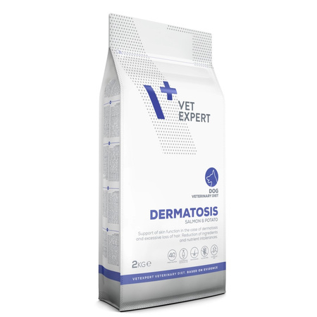 Vet Expert Dermatosis 2kg Sucha Karma Weterynaryjna z Łososiem Dla Psa z Alergią i Wrażliwą Skórą