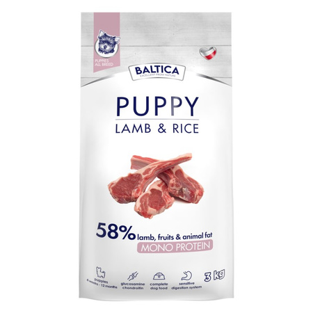 Baltica Puppy 3kg Hipoalergiczna Sucha Karma z Jagnięciną Dla Szczeniąt Wszystkich Ras