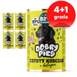 Dobry Pies Mono 5x400g Mokra Karma Dla Psów Z Alergią I Nietolerancją Pokarmową Kurczak Z Kolagenem 4+1 GRATIS