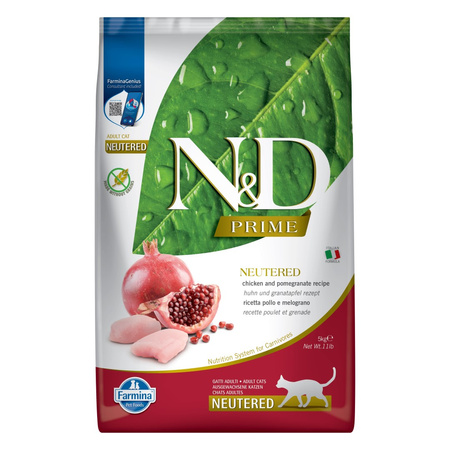 Farmina N&D Cat Prime Chicken Pomegranate Neutered 5kg Sucha Karma Dla Kotów Kastrowanych Kurczak z Granatem