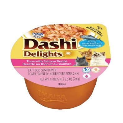 Inaba Cat Dashi Delights 70g Uzupełniająca Karma Dla Kota Bulion z Tuńczykiem i Łososiem
