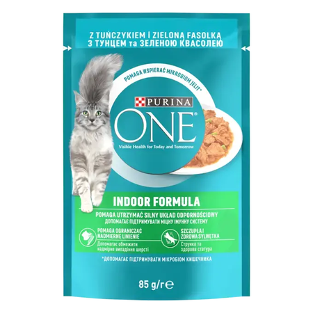 Purina One Indoor Formula 85g Mokra Karma Dla Kota Z Tuńczykiem I Zielona Fasolką