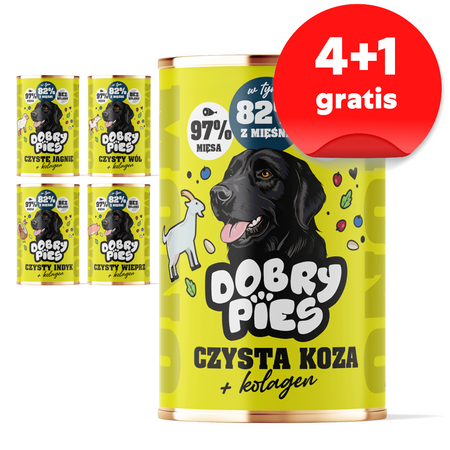 Dobry Pies 5x400g Mix 5 Smaków z Kolagenem 4+1 GRATIS