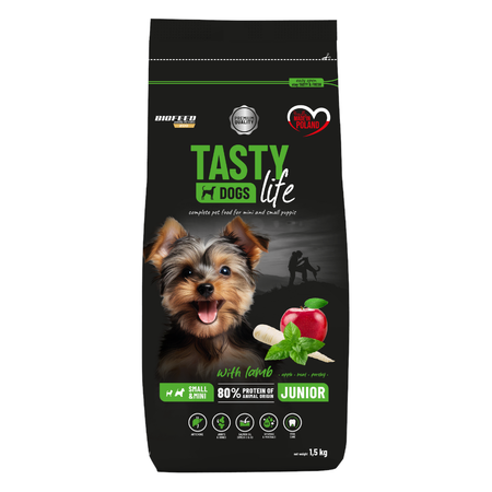 Biofeed Tasty Dogs Life Junior Z Jagnięciną 1,5kg Sucha Karma Dla Szczeniąt Małych Ras