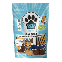 Uniszki Superdogs Skrzydlaty Wojownik Paski 100g Naturalny Przysmak Dla Psa Z Indyka