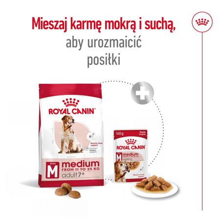 Royal Canin Medium Adult 7+ Lat 15kg Karma Sucha Dla Psów Starszych Od 7 Do 10 Roku Życia Ras Średnich