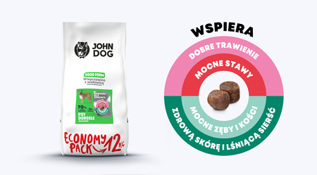John Dog GOOD FORM ADULT MINI Wieprzowina z Wołowiną 12kg - sucha karma dla psów