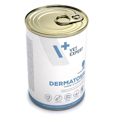 VetExpert Veterinary Diet Dermatosis Indyk & Perliczka 400g Mokra Karma Weterynaryjna Dla Psów z Zaburzeniami Dermatologicznymi